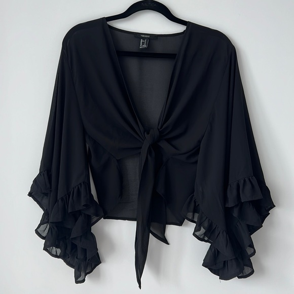 FOREVER 21 Bell Sleeved Tie Front Blouse - Picture 1 of 5